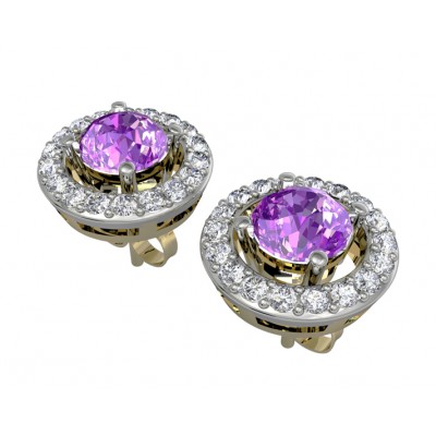 Amethyst & Diamond Cluster Earring